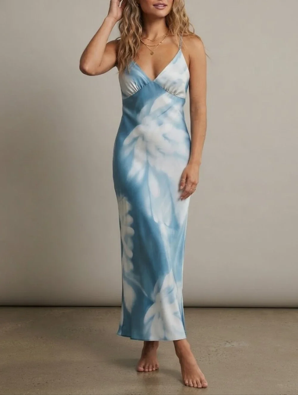 NEW The A&F Julia Slip Tie-Back Maxi Dress